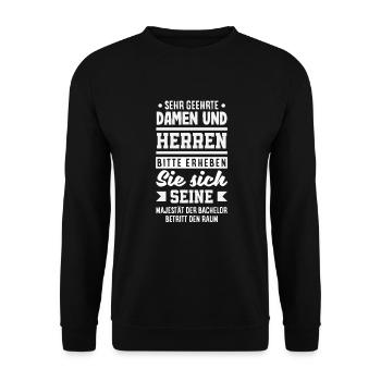 Majesty The Bachelor Enters The Room - Unisex Sweatshirt - black - Front - Alina (178cm) & Michal (187cm)