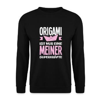 Origami is just one of my superpowers - Unisex Sweatshirt - black - Front - Alina (178cm) & Michal (187cm)