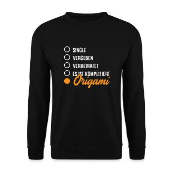 It's complicated origami - Unisex Sweatshirt - black - Front - Alina (178cm) & Michal (187cm)