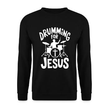 Trommeln Für Jesus Drummer Schlagzeuger - Unisex Pullover - Schwarz - Vorne - Alina (178cm) & Michal (187cm)