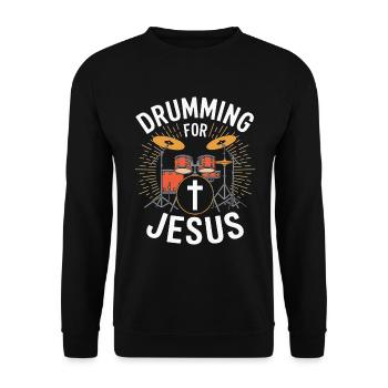 Trommeln Für Jesus Drummer Schlagzeuger - Unisex Pullover - Schwarz - Vorne - Alina (178cm) & Michal (187cm)