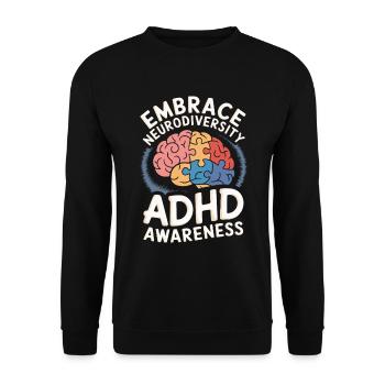 Embrace Neurodiversity ADHD Awareness Orange - Unisex Sweatshirt - black - Front - Alina (178cm) & Michal (187cm)