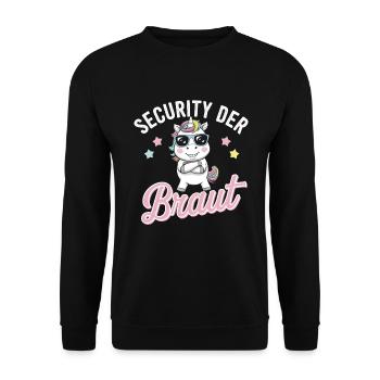 Sécurité de la mariée Licorne Enterrement de vie de garçon Chemise de groupe - Sweat-shirt Unisexe - noir - Devant - Alina (178cm) & Michal (187cm)