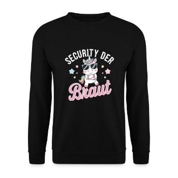 Sécurité de la mariée Licorne Enterrement de vie de garçon Chemise de groupe - Sweat-shirt Unisexe - noir - Devant - Alina (178cm) & Michal (187cm)