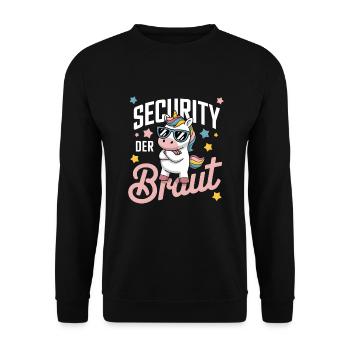 Sécurité de la mariée Licorne Enterrement de vie de garçon Chemise de groupe - Sweat-shirt Unisexe - noir - Devant - Alina (178cm) & Michal (187cm)