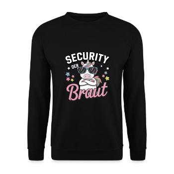 Sécurité de la mariée Licorne Enterrement de vie de garçon Chemise de groupe - Sweat-shirt Unisexe - noir - Devant - Alina (178cm) & Michal (187cm)