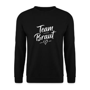 Team Braut JGA Hochzeit Herz - Unisex Pullover - Schwarz - Vorne - Alina (178cm) & Michal (187cm)
