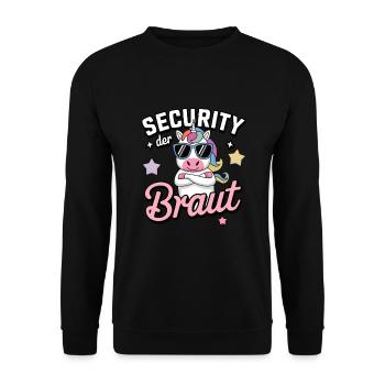 Sécurité de la mariée Licorne Enterrement de vie de garçon Chemise de groupe - Sweat-shirt Unisexe - noir - Devant - Alina (178cm) & Michal (187cm)