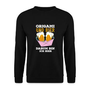 Origami and beer That's why I'm abstract here - Unisex Sweatshirt - black - Front - Alina (178cm) & Michal (187cm)