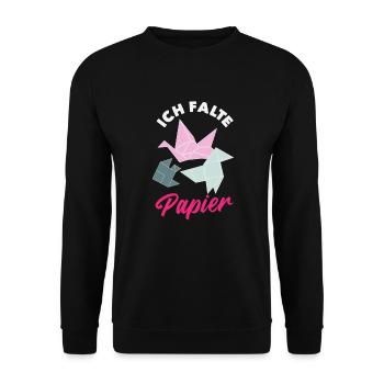 Origami Kunst Ich Falte Papier Freude - Unisex Pullover - Schwarz - Vorne - Alina (178cm) & Michal (187cm)