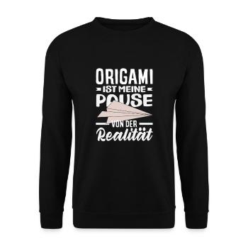 Origami is my break from reality - Unisex Sweatshirt - black - Front - Alina (178cm) & Michal (187cm)