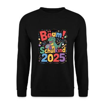 Schulkind 2025 Einschulung Schulanfang - Unisex Pullover - Schwarz - Vorne - Alina (178cm) & Michal (187cm)