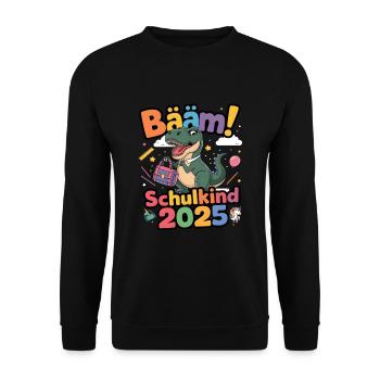Schulkind 2025 Einschulung Schulanfang - Unisex Pullover - Schwarz - Vorne - Alina (178cm) & Michal (187cm)