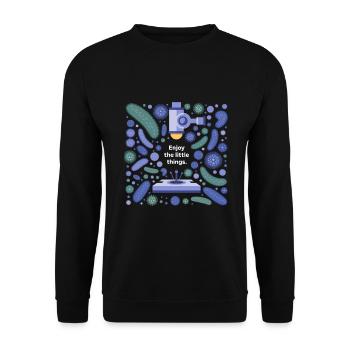 Microbiology Design with Saying - Unisex Sweatshirt - black - Front - Alina (178cm) & Michal (187cm)