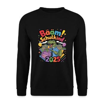 Schulkind 2025 Einschulung Schulanfang - Unisex Pullover - Schwarz - Vorne - Alina (178cm) & Michal (187cm)