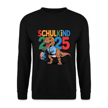 Schulkind 2025 Einschulung Schulanfang - Unisex Pullover - Schwarz - Vorne - Alina (178cm) & Michal (187cm)