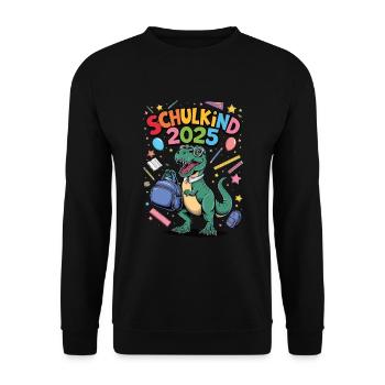 Schulkind 2025 Einschulung Schulanfang - Unisex Pullover - Schwarz - Vorne - Alina (178cm) & Michal (187cm)