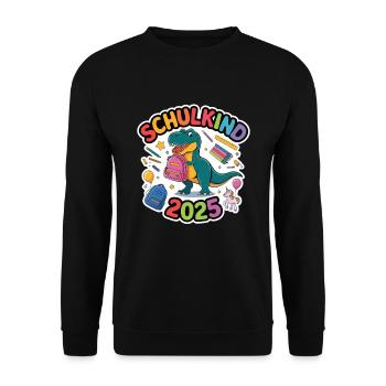 Schulkind 2025 Einschulung Schulanfang - Unisex Pullover - Schwarz - Vorne - Alina (178cm) & Michal (187cm)