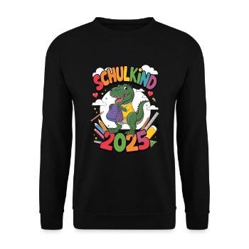 Schulkind 2025 Einschulung Schulanfang - Unisex Pullover - Schwarz - Vorne - Alina (178cm) & Michal (187cm)