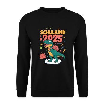Schulkind 2025 Einschulung Schulanfang - Unisex Pullover - Schwarz - Vorne - Alina (178cm) & Michal (187cm)