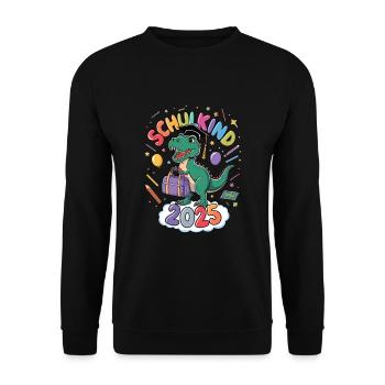 Schulkind 2025 Einschulung Schulanfang - Unisex Pullover - Schwarz - Vorne - Alina (178cm) & Michal (187cm)