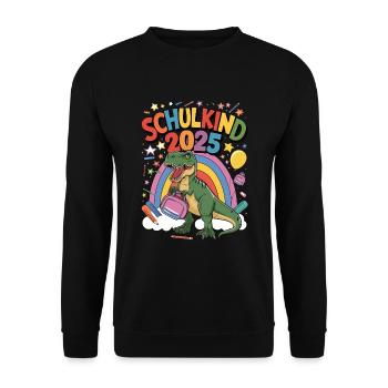 Schulkind 2025 Einschulung Schulanfang - Unisex Pullover - Schwarz - Vorne - Alina (178cm) & Michal (187cm)