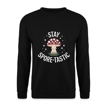 Stay Spore tastic mushroom design - Unisex Sweatshirt - black - Front - Alina (178cm) & Michal (187cm)