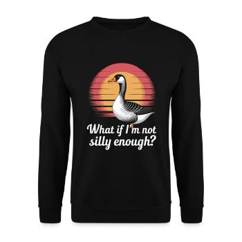 Lustige Gans Aufdruck Humor Spruch - Unisex Pullover - Schwarz - Vorne - Alina (178cm) & Michal (187cm)