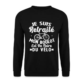 Retired my job is to ride a humorous bike - Unisex Sweatshirt - black - Front - Alina (178cm) & Michal (187cm)