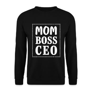 Mom CEO Starke Mama Mindset - Unisex Pullover - Schwarz - Vorne - Alina (178cm) & Michal (187cm)