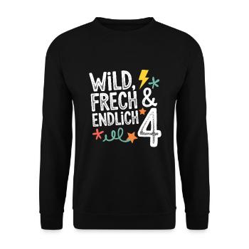 Sauvage, effronté et enfin 4 ans 4e anniversaire - Sweat-shirt Unisexe - noir - Devant - Alina (178cm) & Michal (187cm)