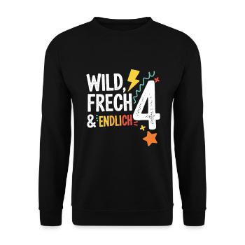 Wild, Cheeky & Finally 4 Years 4th Birthday - Unisex Sweatshirt - black - Front - Alina (178cm) & Michal (187cm)