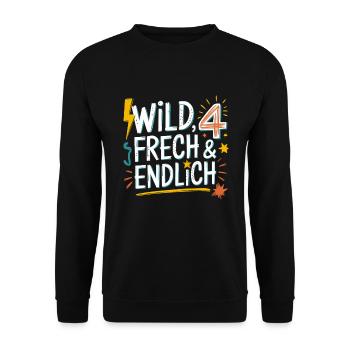 Wild, Cheeky & Finally 4 Years 4th Birthday - Unisex Sweatshirt - black - Front - Alina (178cm) & Michal (187cm)