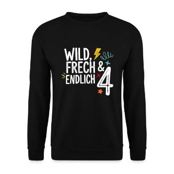 Wild, Cheeky & Finally 4 Years 4th Birthday - Unisex Sweatshirt - black - Front - Alina (178cm) & Michal (187cm)