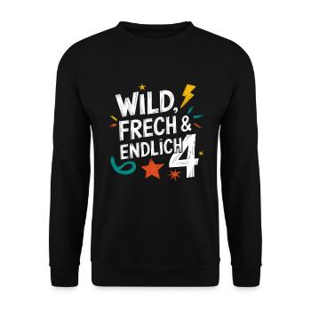Wild, Cheeky & Finally 4 Years 4th Birthday - Unisex Sweatshirt - black - Front - Alina (178cm) & Michal (187cm)