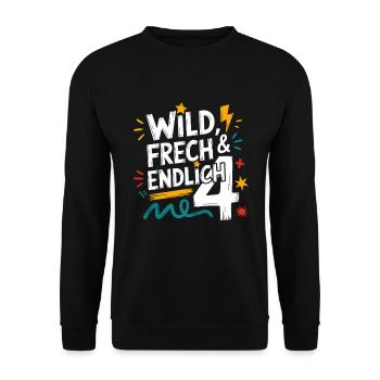 Wild, Cheeky & Finally 4 Years 4th Birthday - Unisex Sweatshirt - black - Front - Alina (178cm) & Michal (187cm)