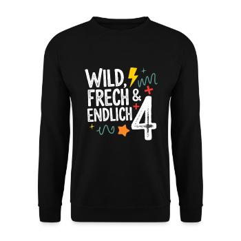 Wild, Cheeky & Finally 4 Years 4th Birthday - Unisex Sweatshirt - black - Front - Alina (178cm) & Michal (187cm)