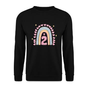 Coeur mignon 2e anniversaire et design arc-en-ciel - Sweat-shirt Unisexe - noir - Devant - Alina (178cm) & Michal (187cm)