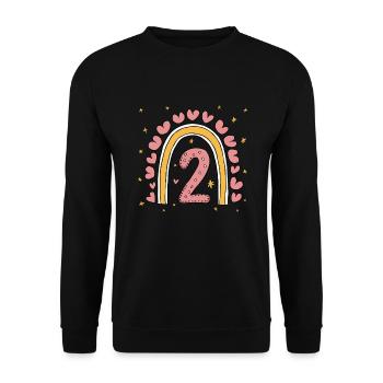 Coeur mignon 2e anniversaire et design arc-en-ciel - Sweat-shirt Unisexe - noir - Devant - Alina (178cm) & Michal (187cm)