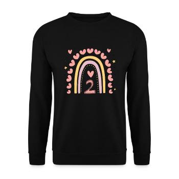 Coeur mignon 2e anniversaire et design arc-en-ciel - Sweat-shirt Unisexe - noir - Devant - Alina (178cm) & Michal (187cm)