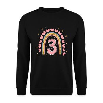 Cute 3rd Birthday Heart & Rainbow Design - Unisex Sweatshirt - black - Front - Alina (178cm) & Michal (187cm)