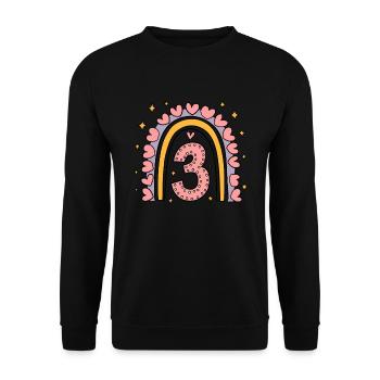 Coeur mignon 3ème anniversaire et design arc-en-ciel - Sweat-shirt Unisexe - noir - Devant - Alina (178cm) & Michal (187cm)