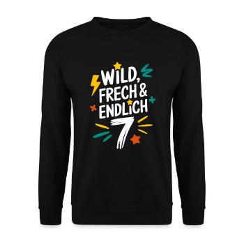 Sauvage, effronté et enfin 7 ans 7e anniversaire - Sweat-shirt Unisexe - noir - Devant - Alina (178cm) & Michal (187cm)