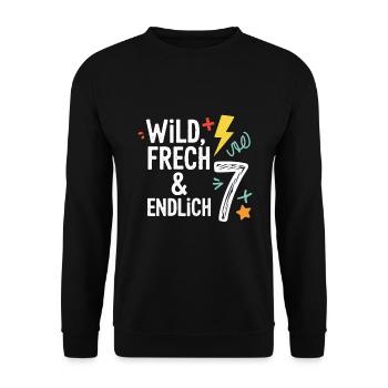 Sauvage, effronté et enfin 7 ans 7e anniversaire - Sweat-shirt Unisexe - noir - Devant - Alina (178cm) & Michal (187cm)
