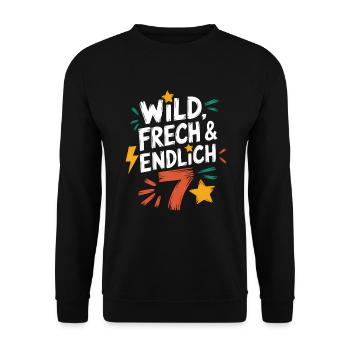 Sauvage, effronté et enfin 7 ans 7e anniversaire - Sweat-shirt Unisexe - noir - Devant - Alina (178cm) & Michal (187cm)