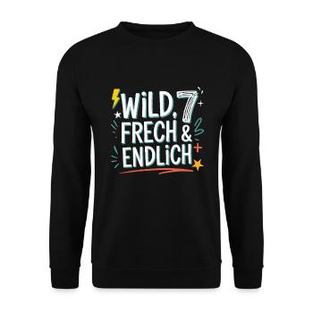 Sauvage, effronté et enfin 7 ans 7e anniversaire - Sweat-shirt Unisexe - noir - Devant - Alina (178cm) & Michal (187cm)