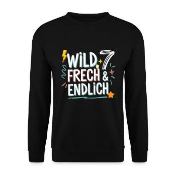Sauvage, effronté et enfin 7 ans 7e anniversaire - Sweat-shirt Unisexe - noir - Devant - Alina (178cm) & Michal (187cm)