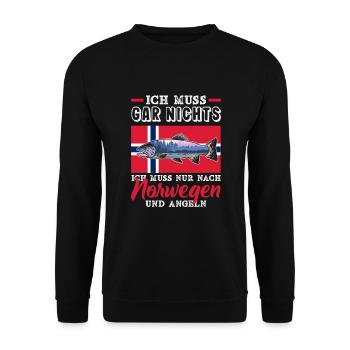 Norvège Pêche Dire Drôle Design - Sweat-shirt Unisexe - noir - Devant - Alina (178cm) & Michal (187cm)