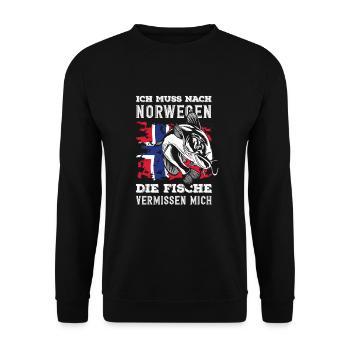 Norvège Pêche Dire Drôle Design - Sweat-shirt Unisexe - noir - Devant - Alina (178cm) & Michal (187cm)