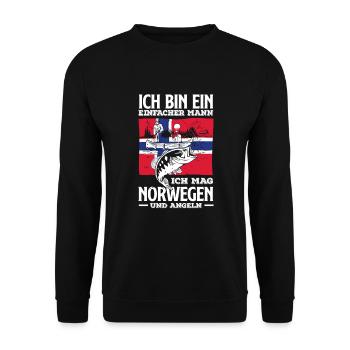 Norvège Pêche Dire Drôle Design - Sweat-shirt Unisexe - noir - Devant - Alina (178cm) & Michal (187cm)